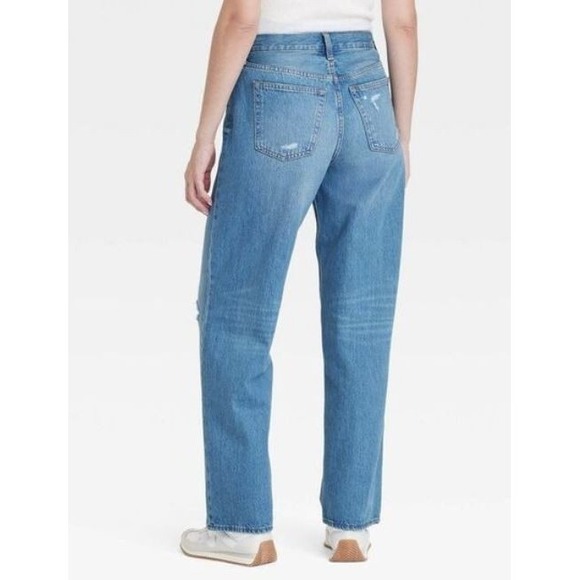 Universal Thread Womens 90s Baggy Distressed Cotton Button Fly Blue Jeans Size 4 - Picture 3 of 10